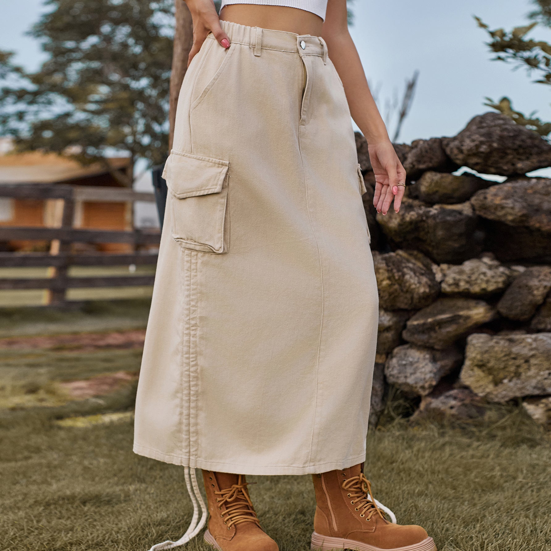 Denim casual midi-rok