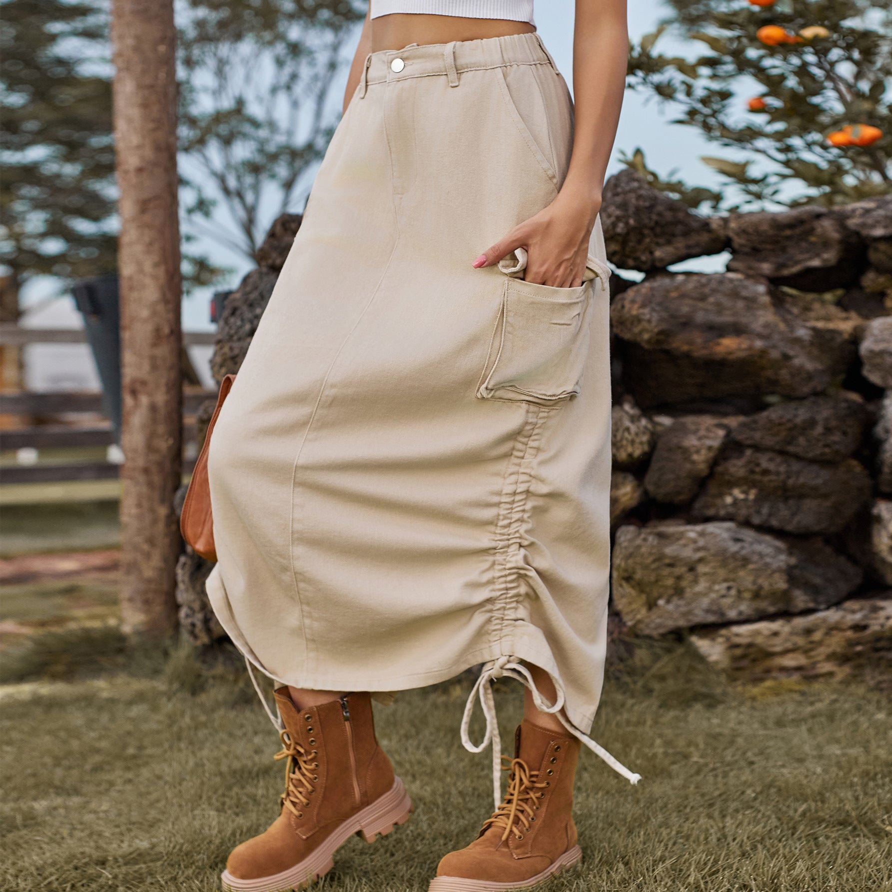 Denim casual midi-rok