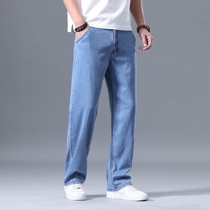 Lyocell Jeans Heren Loose Straight Casual
