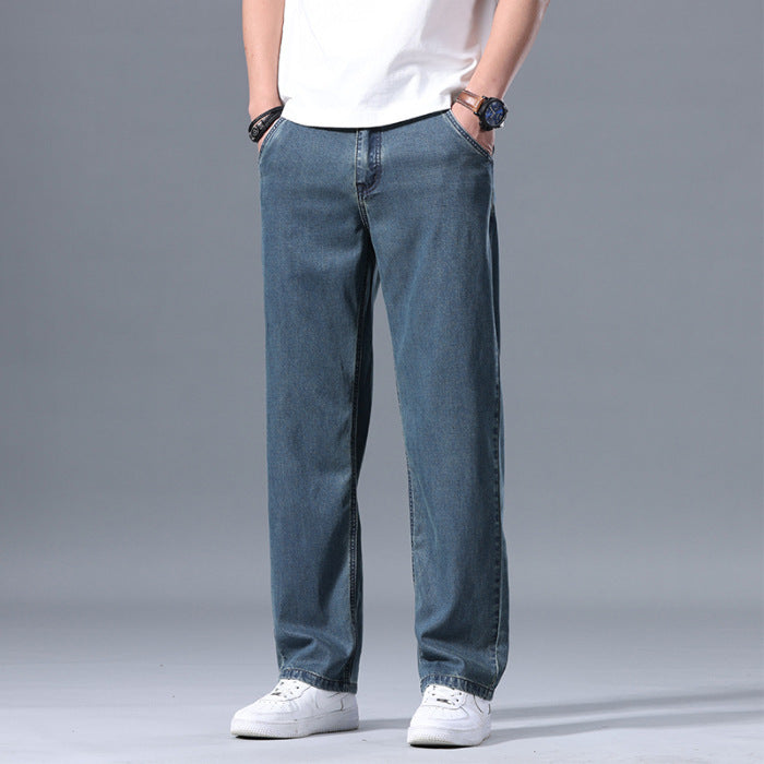 Lyocell Jeans Heren Loose Straight Casual