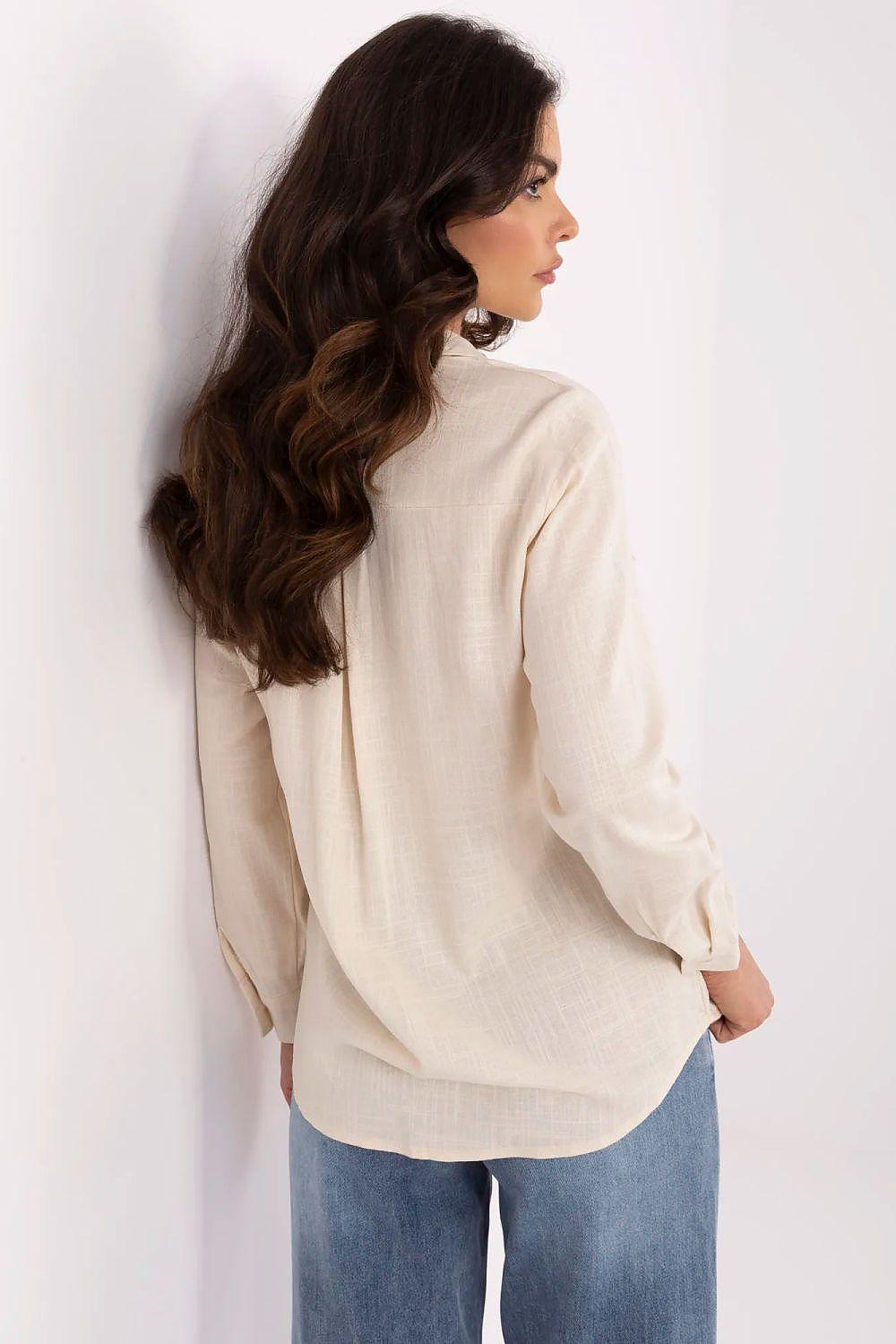 Overhemd met lange mouwen NM -beige - MiCa's Fashion & Lifestyle