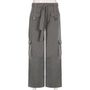 Vintage Multi Pocket Belt Casual Workwear Jeans Women