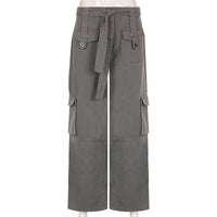 Vintage Multi Pocket Belt Casual Workwear Jeans Women