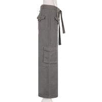 Vintage Multi Pocket Belt Casual Workwear Jeans Women