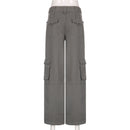 Vintage Multi Pocket Belt Casual Workwear Jeans Women