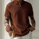 Men's Solid Color Polo Collar Short-sleeved Shirt
