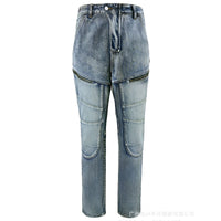 European And American Motorcycle Double Zipper Cycling Pants Four Seasons Slim Racing Anti-fall Jeans