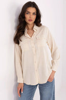 Overhemd met lange mouwen NM -beige - MiCa's Fashion & Lifestyle