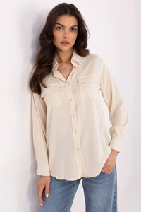 Overhemd met lange mouwen NM -beige - MiCa's Fashion & Lifestyle