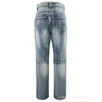 European And American Motorcycle Double Zipper Cycling Pants Four Seasons Slim Racing Anti-fall Jeans